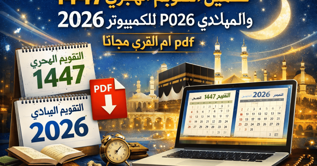 تحميل التقويم الهجري 1447 والميلادي 2026 للكمبيوتر pdf ام القرى مجانا