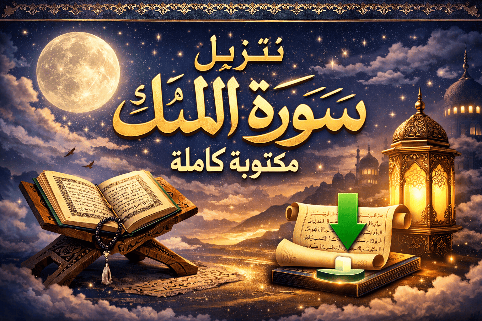 تنزيل سورة الملك مكتوبة كاملة من المصحف PDF برابط مباشر